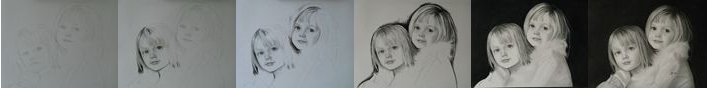 Fine Art B&W custom family portraits. Work in Progress for Charcoal Children Portraits, Charcoal Baby Portraits