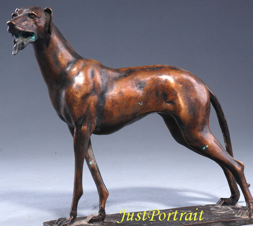 Affordable custom bronze pet portrait sculpture, bronze or resin animal sculptures, up to life size