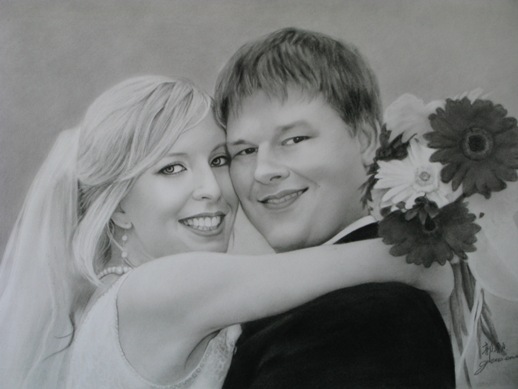 Custom Charcoal Wedding portraits, personalized custom engagement portraits or anniversary portraits, from photos