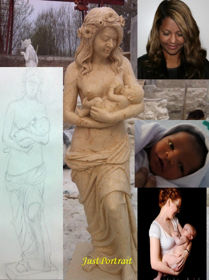 Custom figurative sculpture in marble, Memorial Sculptures