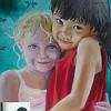 ペットの肖像画油絵、木炭、子どもたちの家族の肖像画肖像画